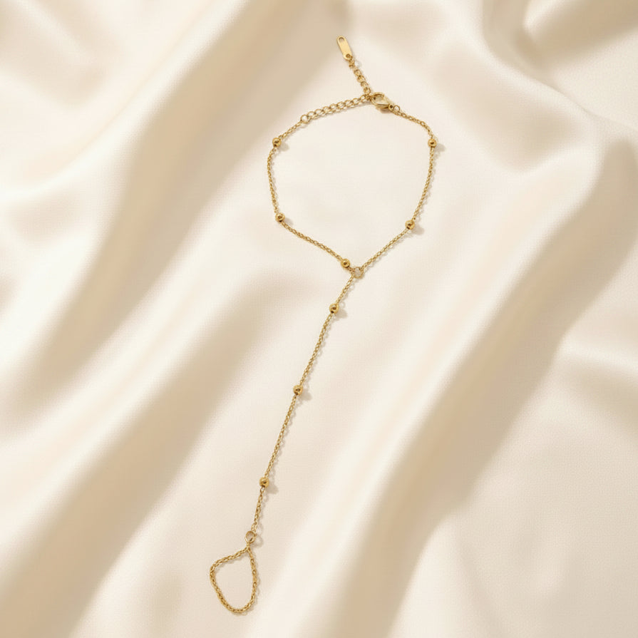 Gold Beaded Slave Bracelet Hand Chain