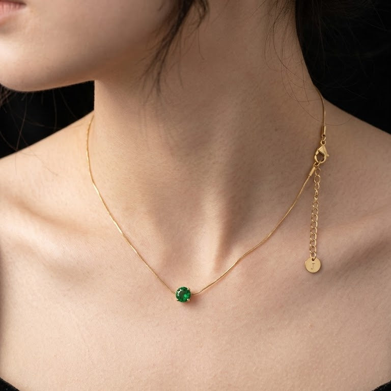 Emerald Solitaire Necklace