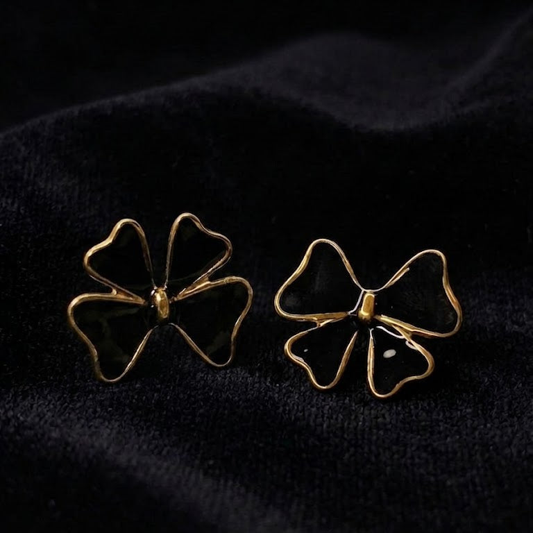 Enamel Four-Leaf Clover Stud Earrings