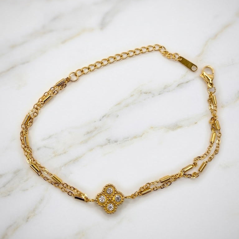 Crystal Clover Charm Bracelet