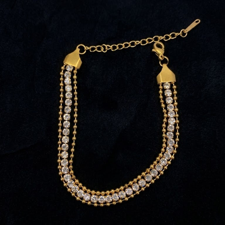 Triple-Row Crystal Tennis Bracelet