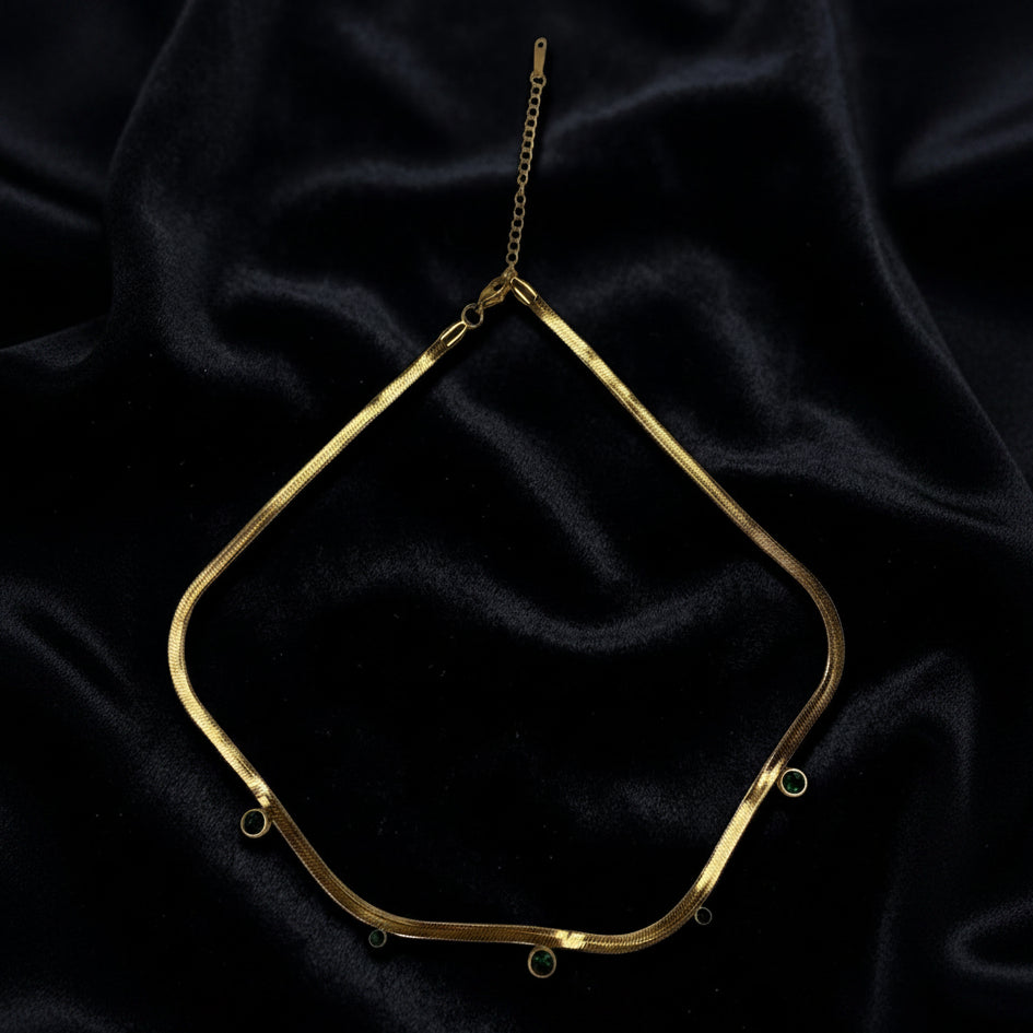 Emerald Herringbone Necklace