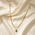 Emerald Stone Double Layer Necklace