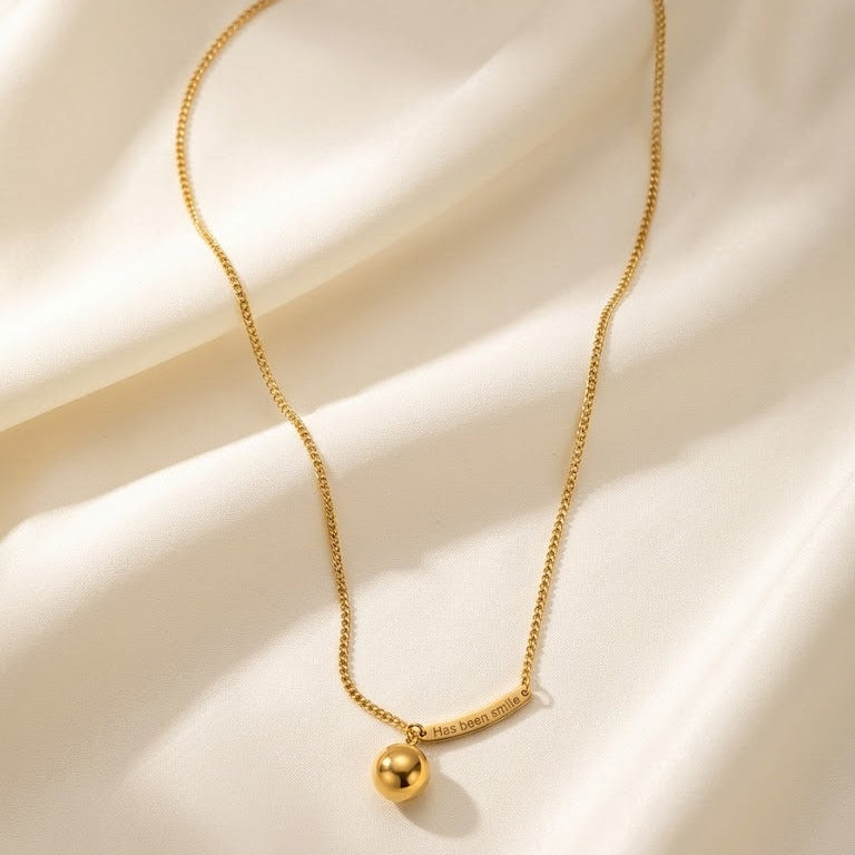 Engraved Bar & Ball Necklace