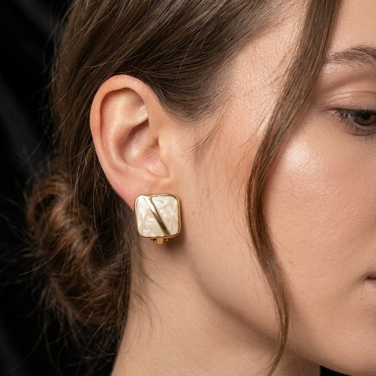 Marble Square Earrings