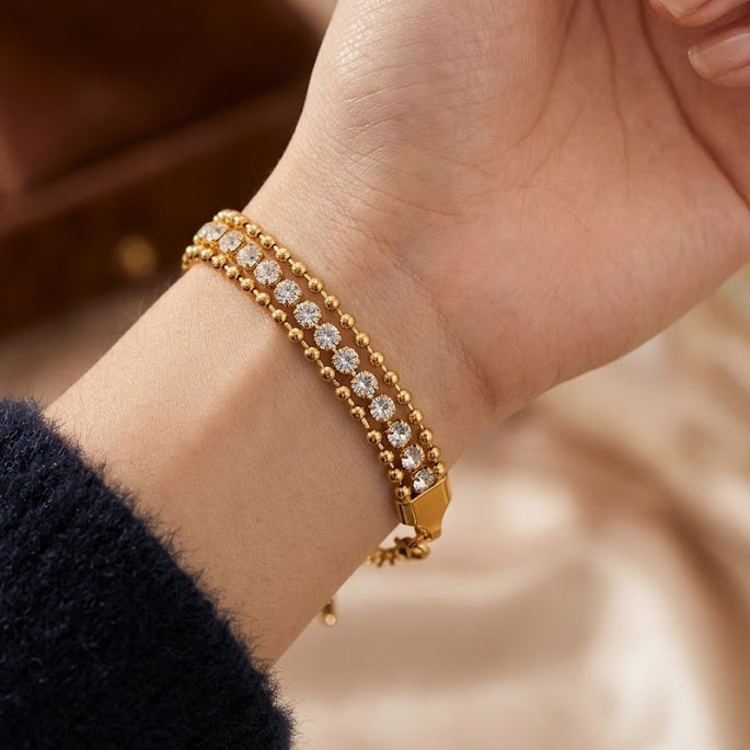 Triple-Row Crystal Tennis Bracelet