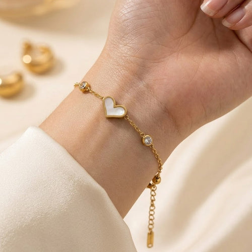 Crystal Heart Station Bracelet