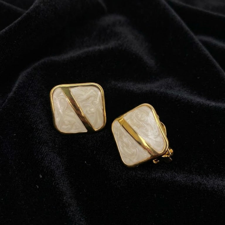 Marble Square Earrings
