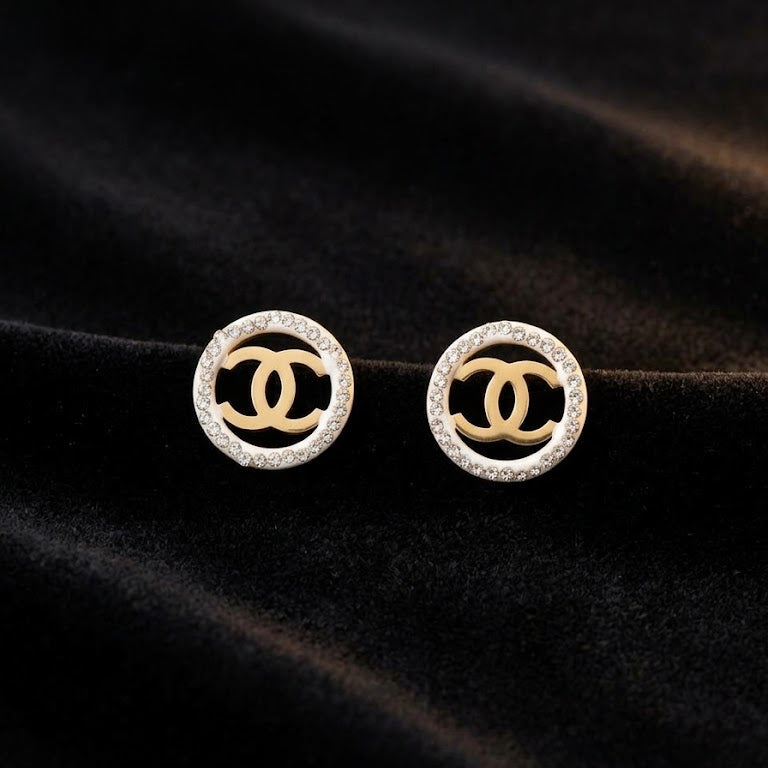 Enamel Crystal Halo Earrings