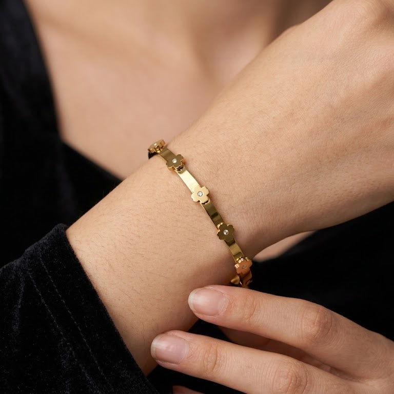 Floral Crystal Bangle