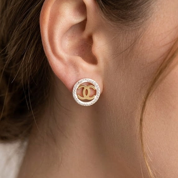 Enamel Crystal Halo Earrings